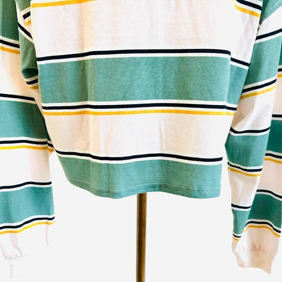 NWT SO Juniors Long Sleeve Pullover Collared Neck Striped Green Shirt Size XL - Picture 8 of 12